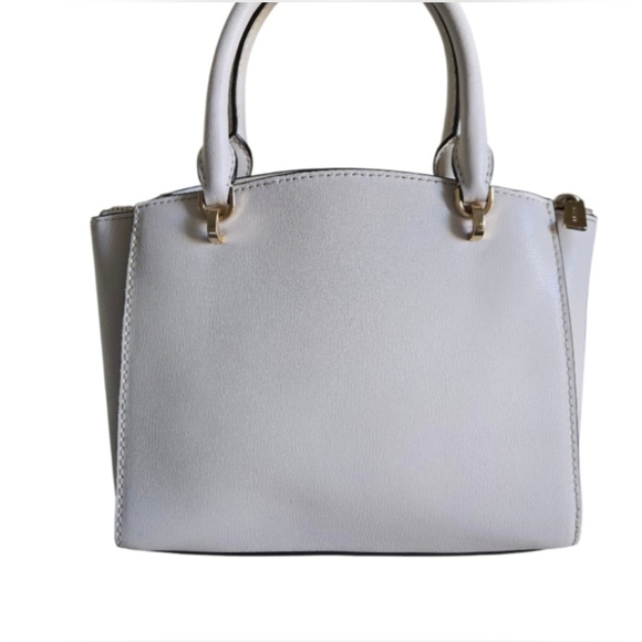 Michael Kors Ellis Small White Leather Satchel/Crossbody with Gold Accents - Picture 4 of 16